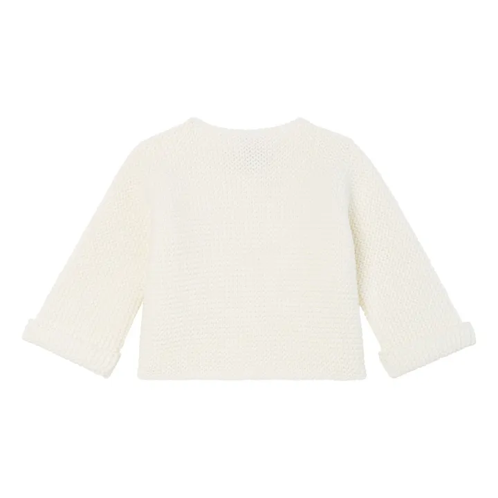 Gilet Tricot Point Mousse Fabalero Coton Bio | Blanc- Image produit n°3