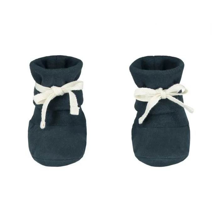 Chaussons Baby Ribbed Coton Bio | Bleu gris- Image produit n°0