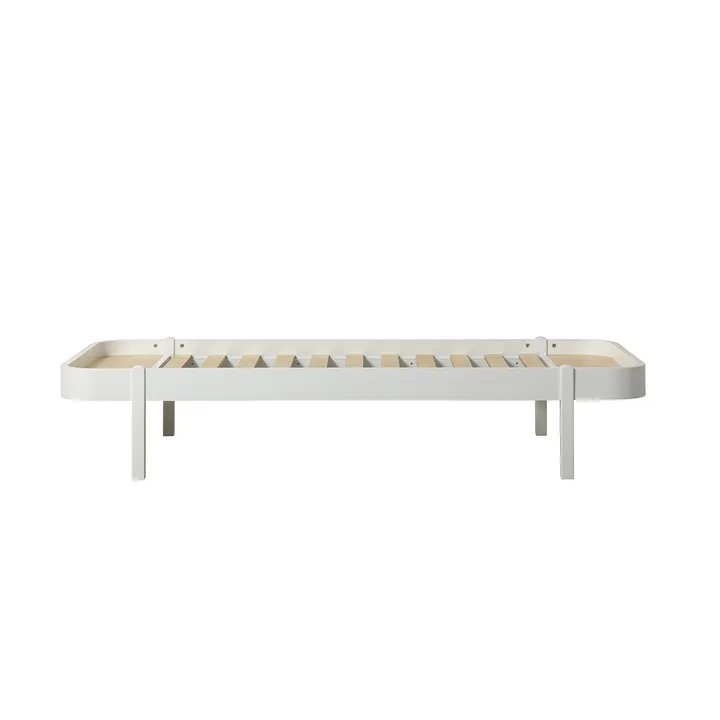 Wood Lounger Bed in Oak 90x200 cm | White- Product image n°0