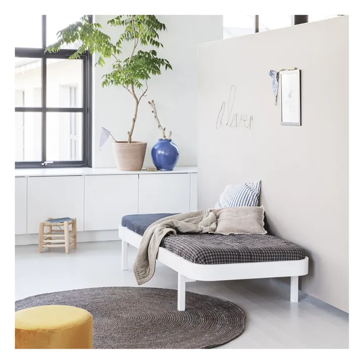 Wood Lounger Bed in Oak 90x200 cm | White- Product image n°1