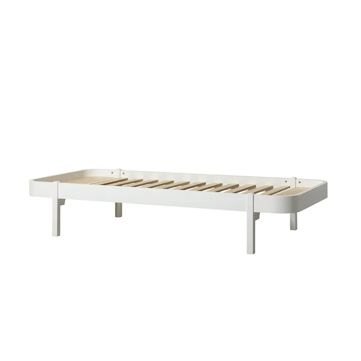 Wood Lounger Bed in Oak 90x200 cm | White- Product image n°2