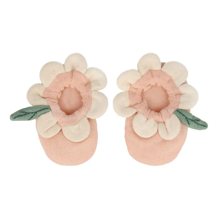 Chaussons pour bébé Marguerite coton bio | Rose- Image produit n°0