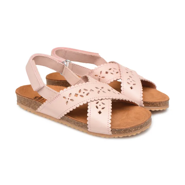 Two Con Me - Perforated Criss Cross Sandals | Powder pink- Product image n°0