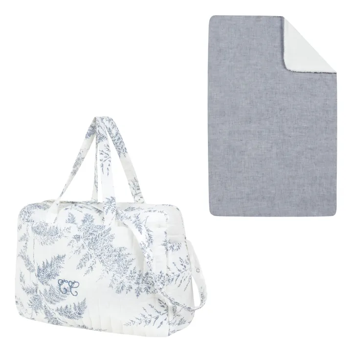 Leaf-Print Changing Bag & Blanket | Navy blue- Product image n°2