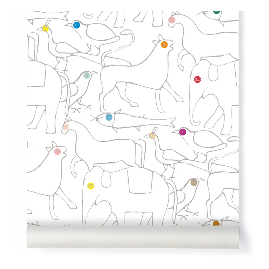 Animal Wallpaper - 3 rolls | Ivory- Product image n°1