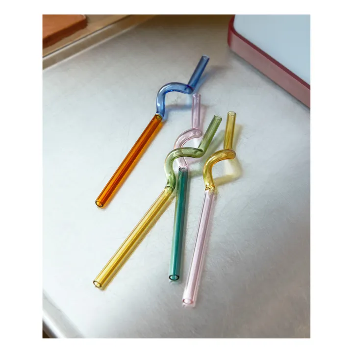 Pailles spiral en verre - Set de 4- Image produit n°1