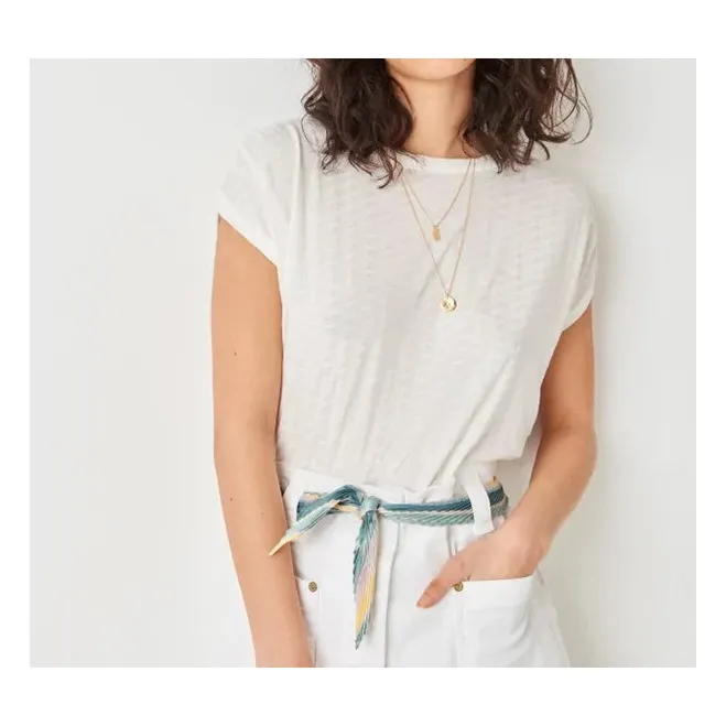 T-shirt Sixto Jacquard | Ecru- Image produit n°2