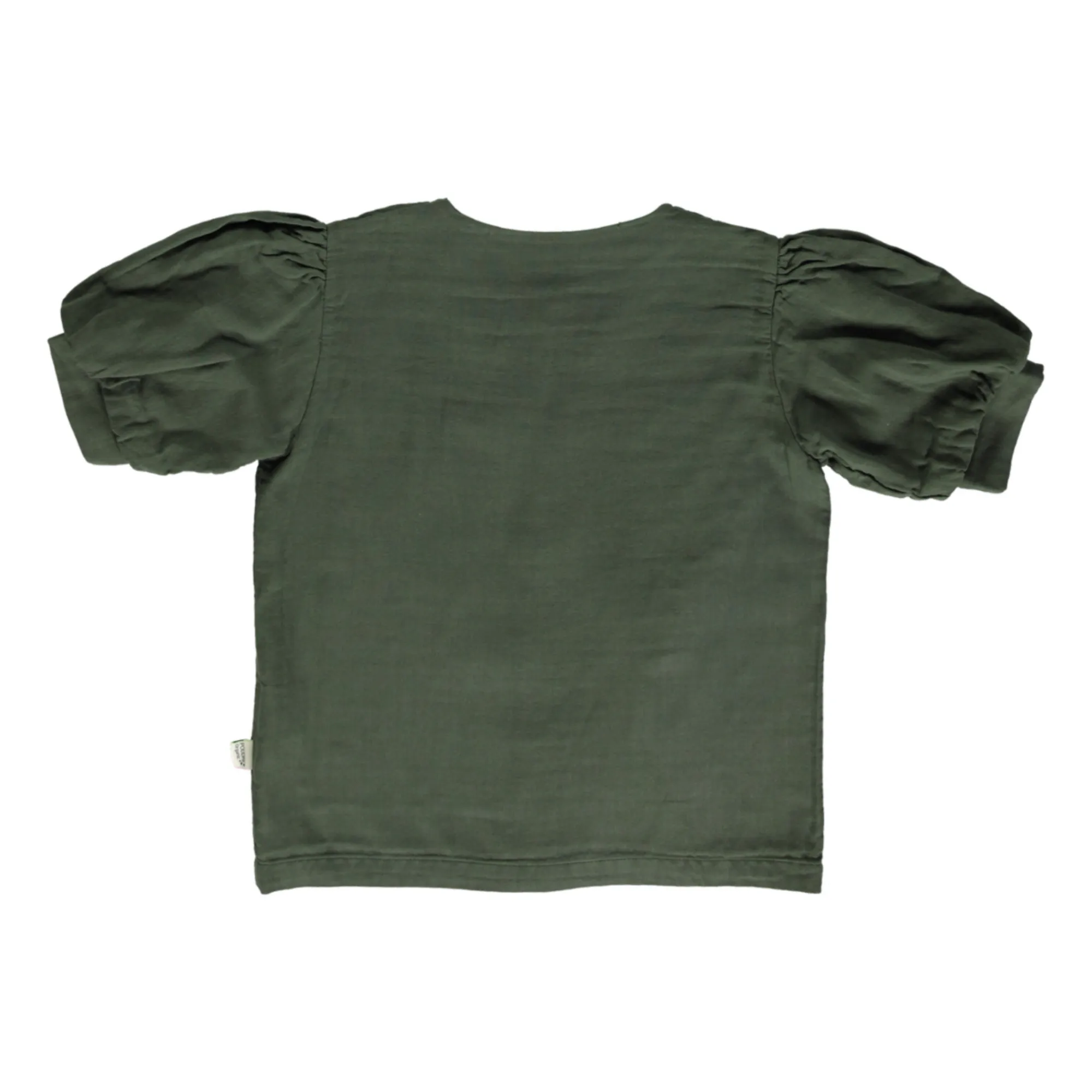 Pear Double Organic Cotton Muslin Blouse | Dark green- Product image n°5