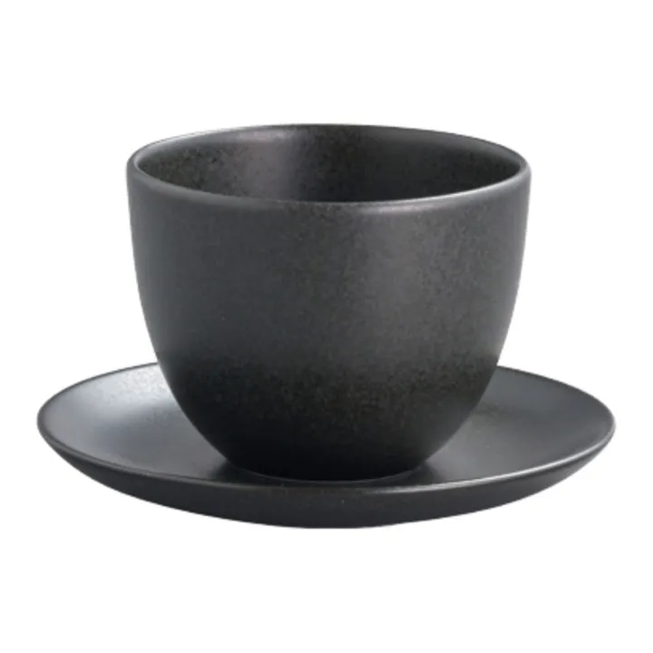 Tasse et soucoupe Pebble en porcelaine | Noir- Image produit n°0