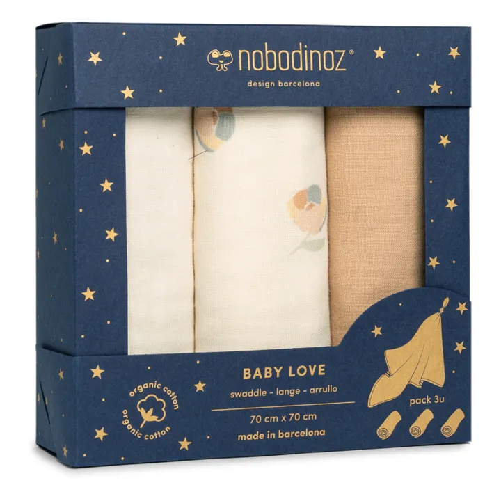Langes Babylove en double gaze de coton bio - Set de 3 | Crème- Image produit n°0