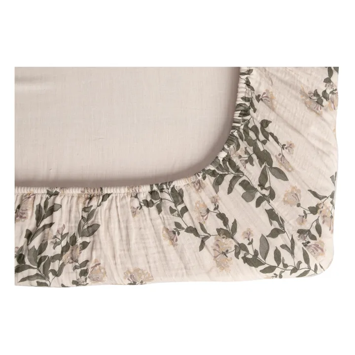 Drap-housse Honeysuckle en mousseline de coton | Ecru- Image produit n°4