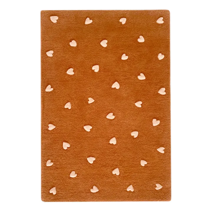 Tapis Cœurs en laine | Marron- Image produit n°0