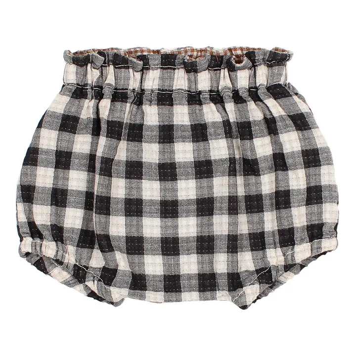 Organic Cotton Muslin Vichy Bloomers | Midnight blue- Product image n°0