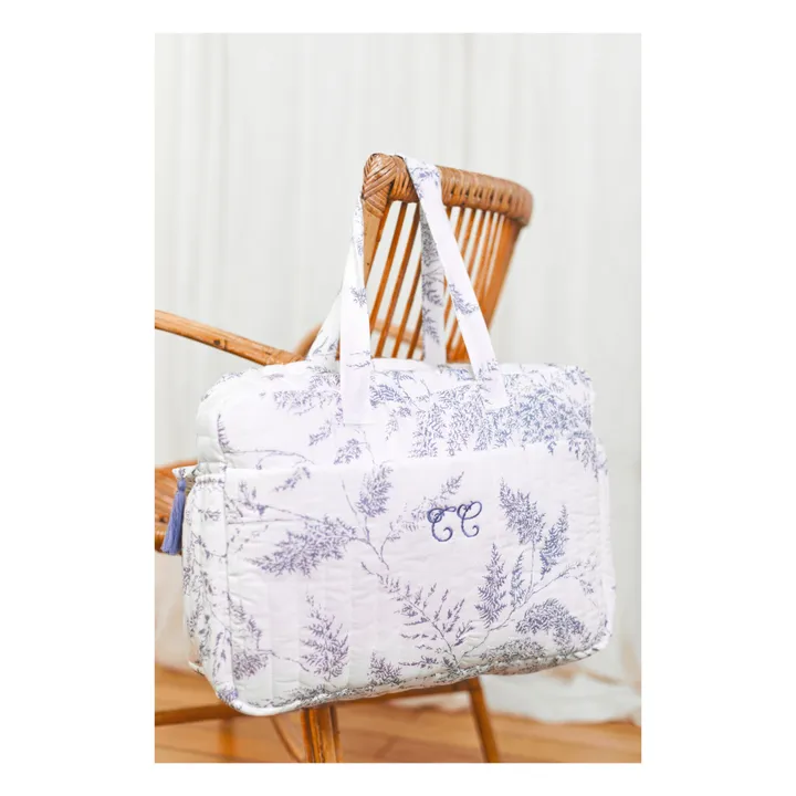 Leaf-Print Changing Bag & Blanket | Navy blue- Product image n°1