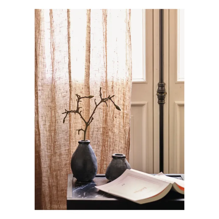 Vice Versa Washed Linen Gauze Fringed Curtain | Taupe brown- Product image n°1