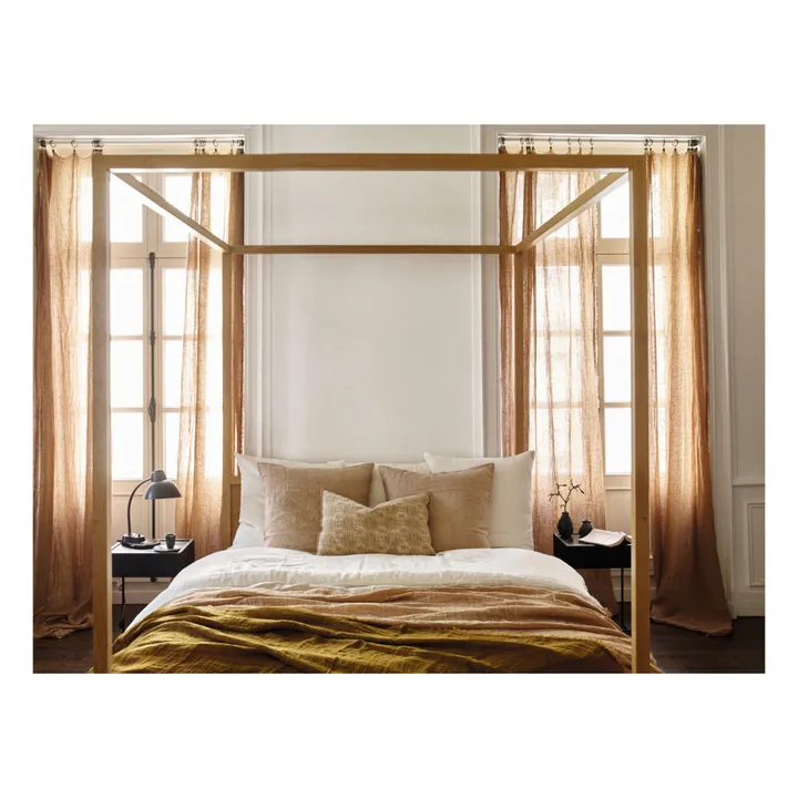Vice Versa Washed Linen Gauze Fringed Curtain | Taupe brown- Product image n°2