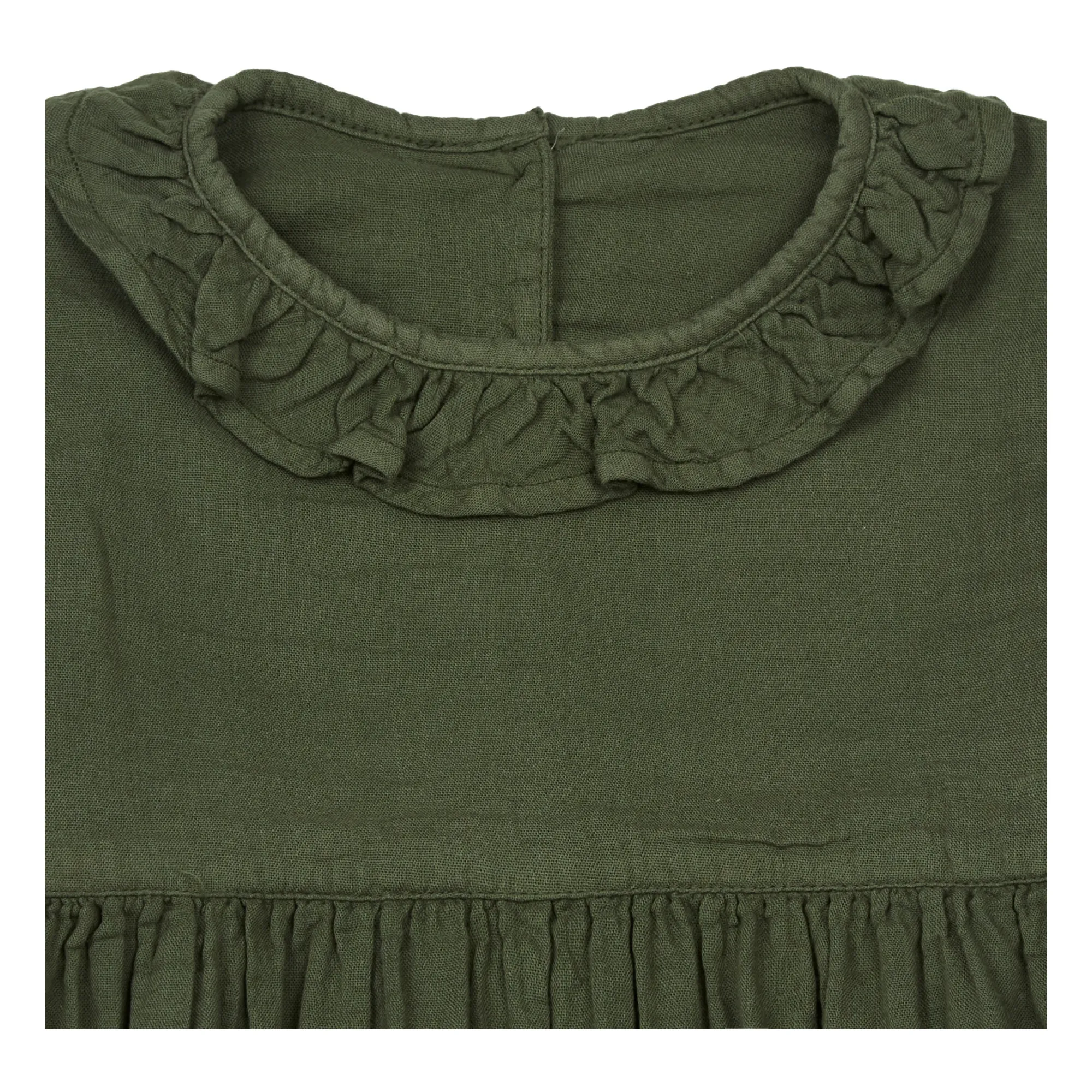 Campanule Double Cotton Muslin Dress | Green- Product image n°1