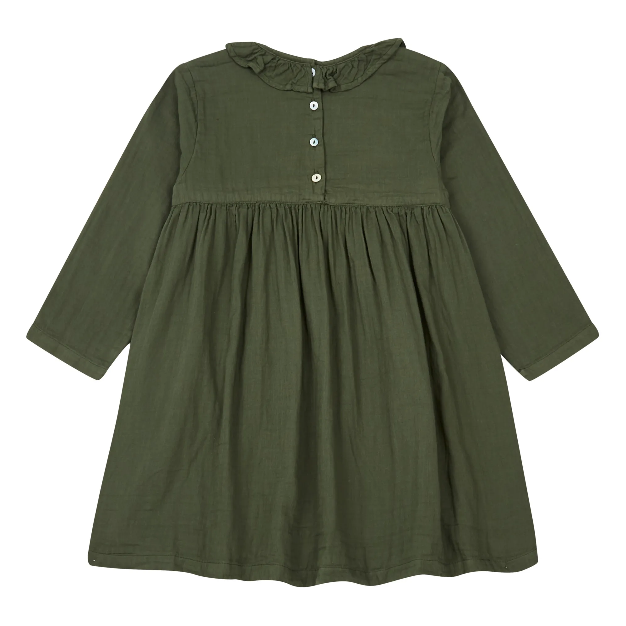 Campanule Double Cotton Muslin Dress | Green- Product image n°2