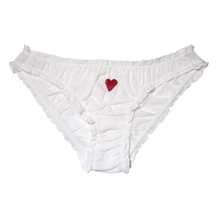 Simone Organic Cotton Embroidered Heart Briefs | White- Product image n°0