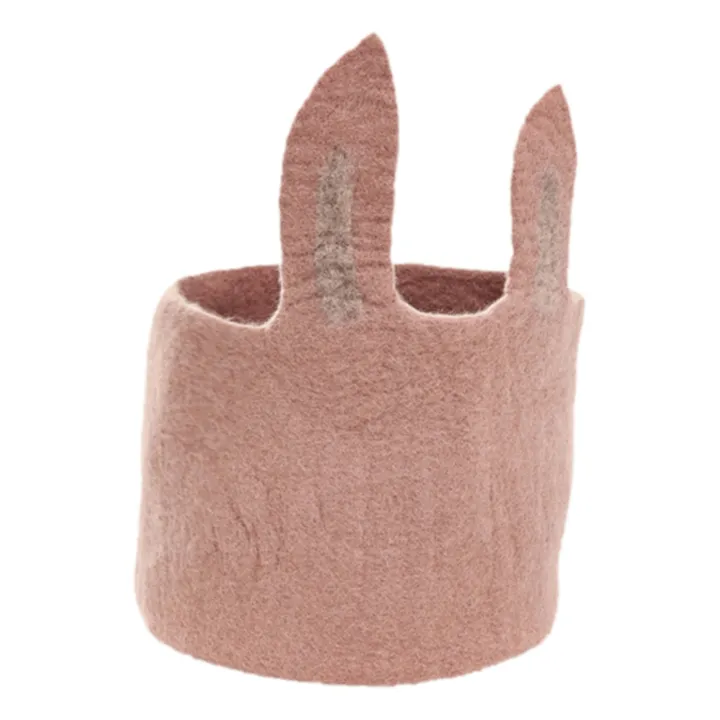 Corbeille Pasu Lapin en feutre | Rose- Image produit n°0