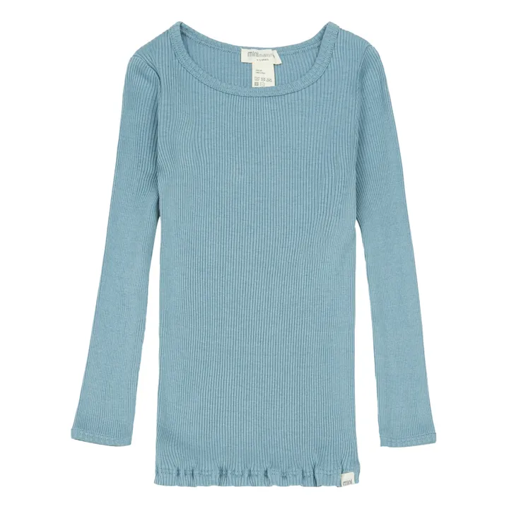 T-Shirt Seamless Soie et Coton Bergen | Bleu ciel- Image produit n°0