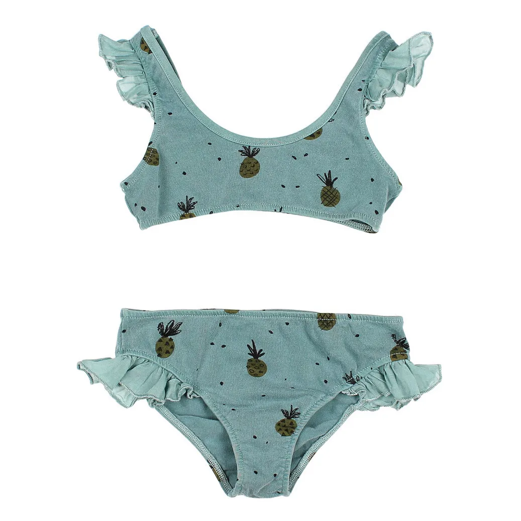 Búho Organic Cotton Pineapple Bikini Green water Smallable