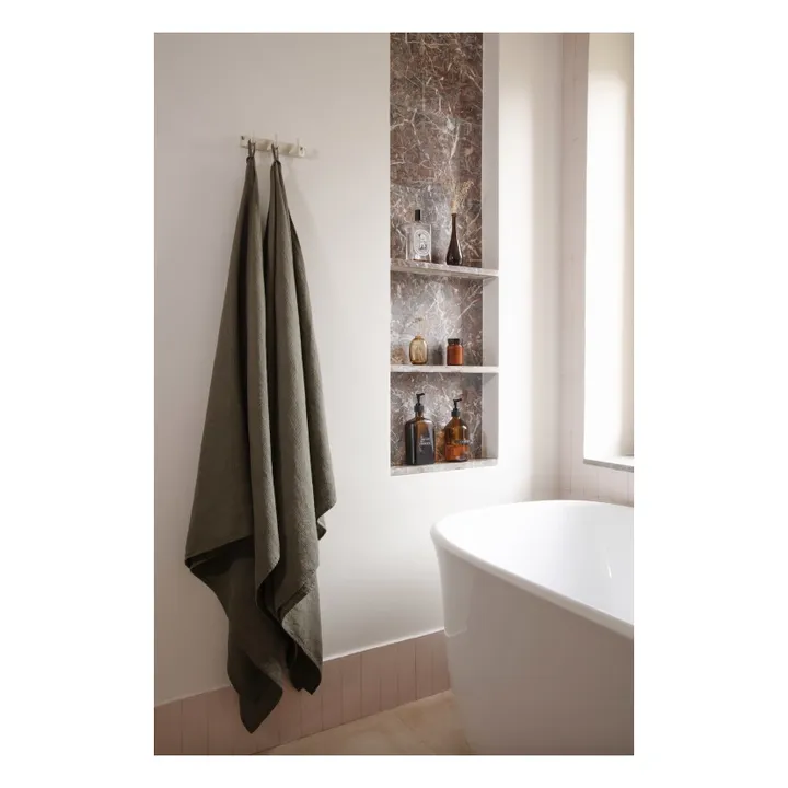Drap de bain en nid d'abeille 90x160 cm | Vert kaki- Image produit n°1
