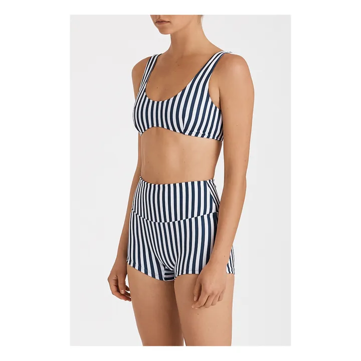 Zulu Zephyr Striped Short Bikini Bottoms Navy Blue Smallable