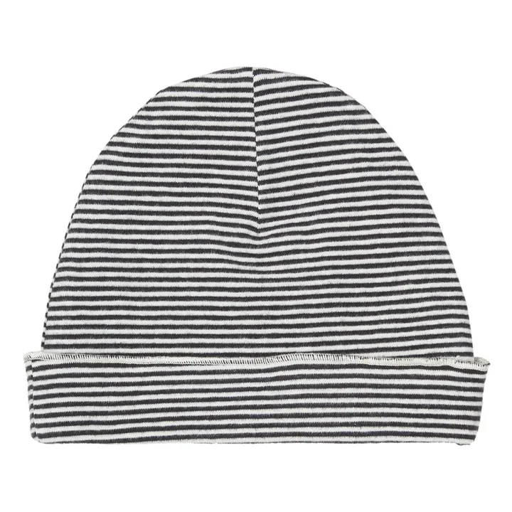 Bonnet Rayé Coton Bio | Noir- Image produit n°1