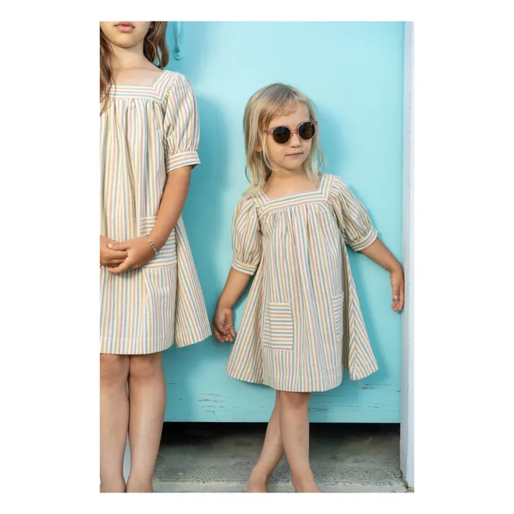 Robe Rayée Nora | Ecru- Image produit n°0