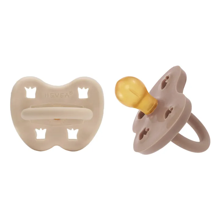 Tétine arrondie en caoutchouc naturel - Set de 2 | Sable- Image produit n°0