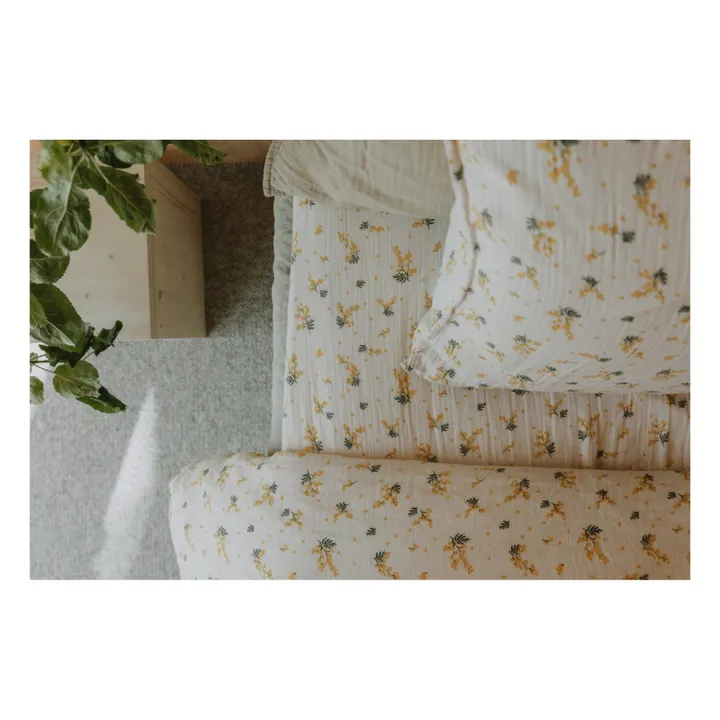 Lenzuolo con angoli Mimosa, in mussola di cotone | Bianco- Immagine del prodotto n°3