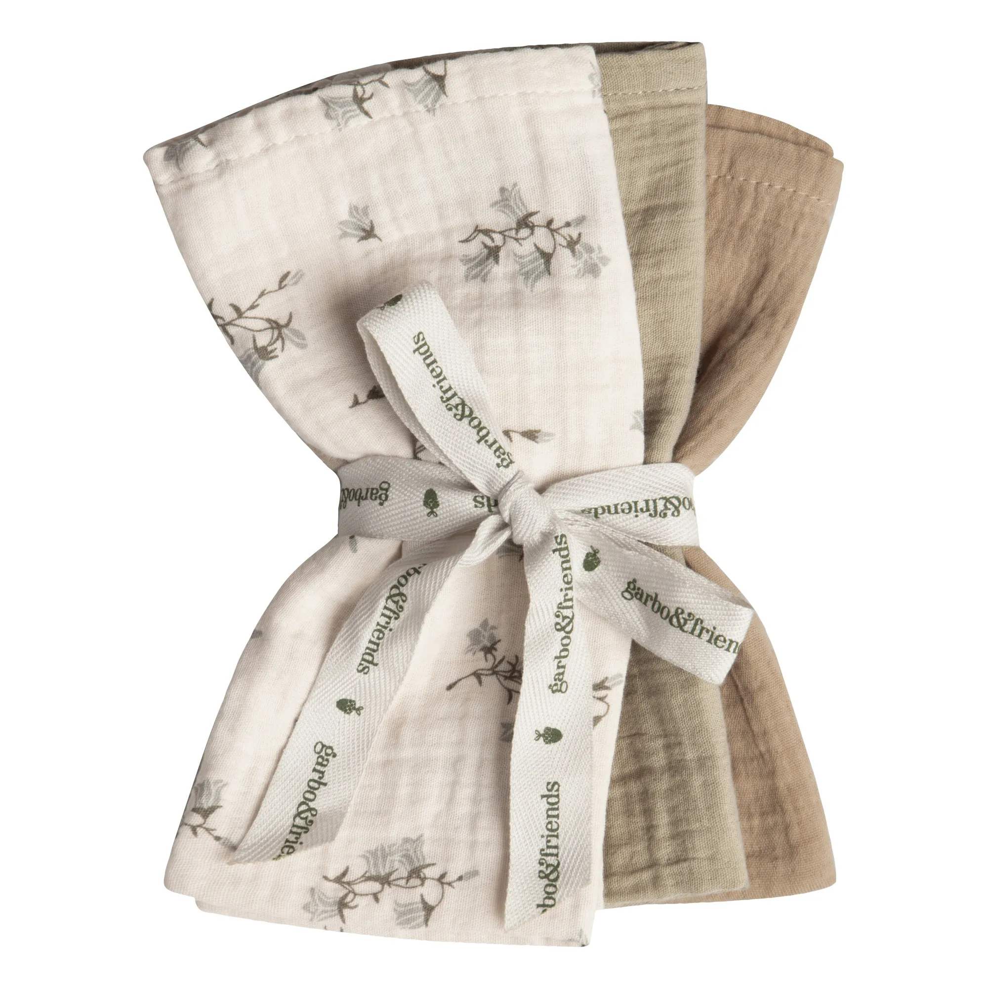 Langes en gaze de coton Bluebell - Set de 3 | Crème- Image produit n°0