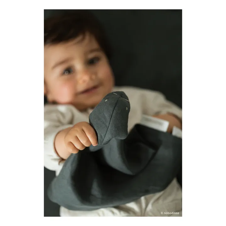 Doudou lange Oiseau - Lin Français | Bleu- Image produit n°1