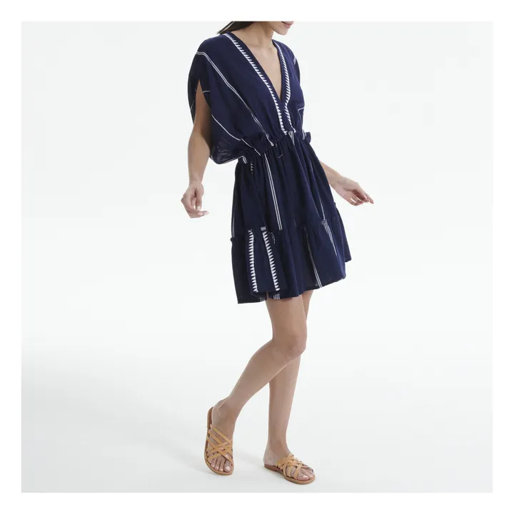 Robe Courte Plunge Neck Nunu | Bleu marine- Image produit n°7