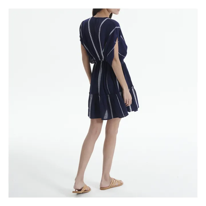 Robe Courte Plunge Neck Nunu | Bleu marine- Image produit n°8