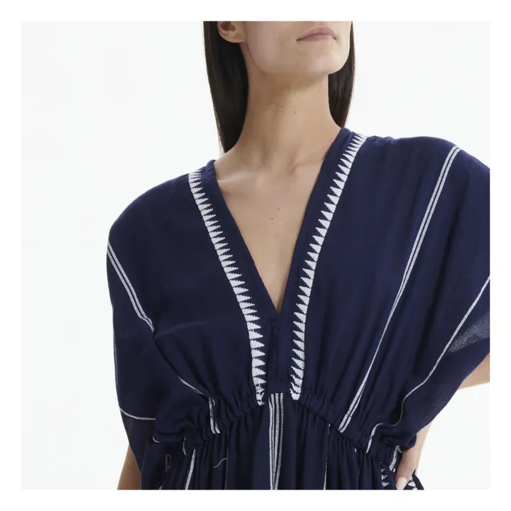 Robe Courte Plunge Neck Nunu | Bleu marine- Image produit n°9