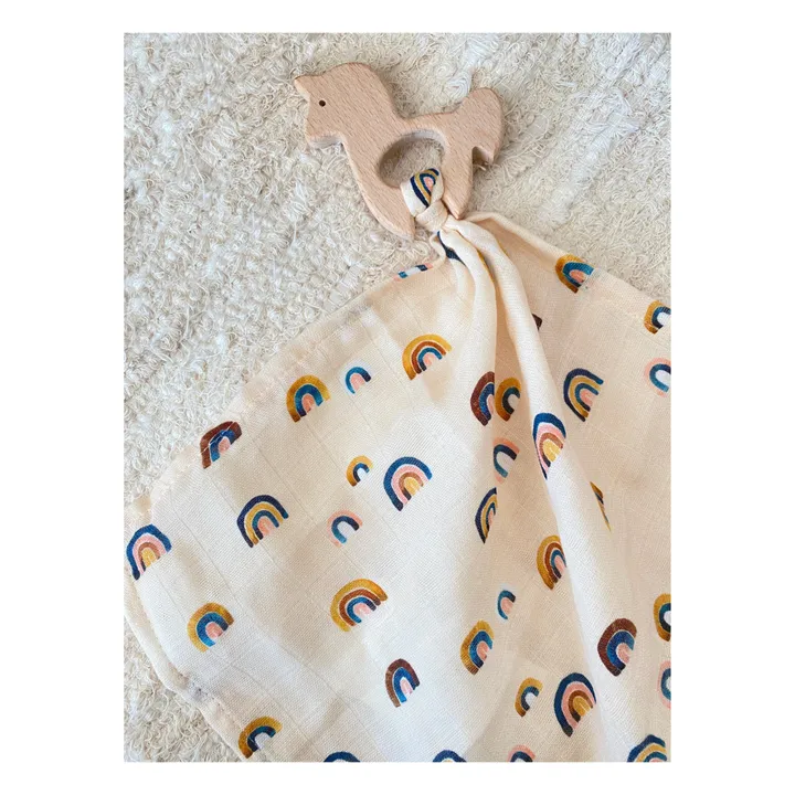 Anneau de dentition et son lange en coton Léon- Image produit n°1