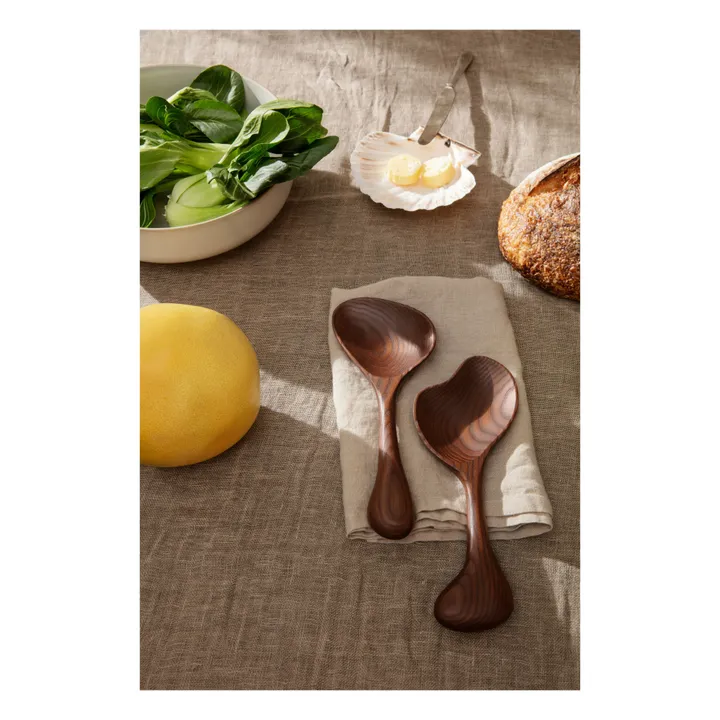 Couverts à salade Os en bois FSC | Brun- Image produit n°1