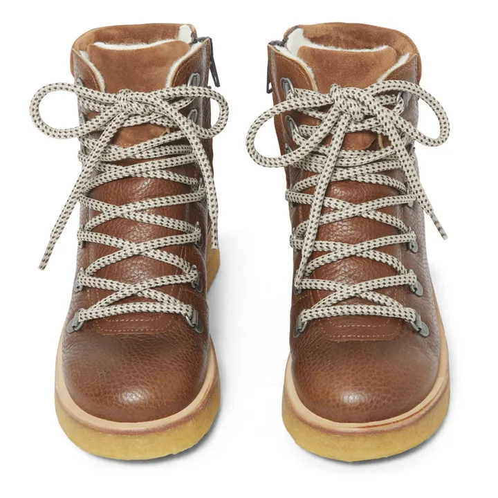 Gefütterte Schnürstiefel | Cognac-Farbe- Produktbild Nr. 3