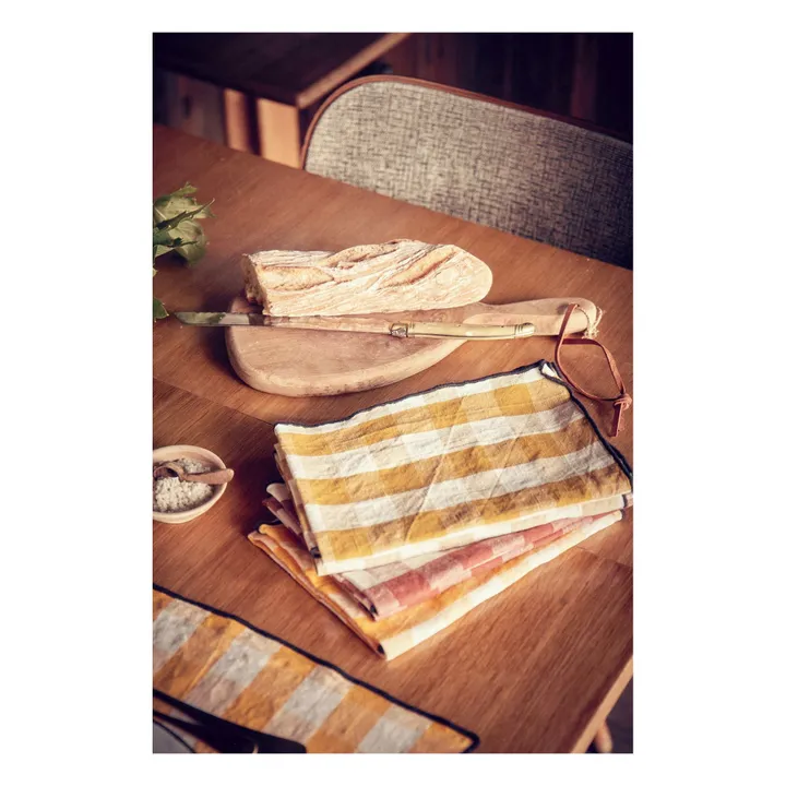 Serviette de table Bourdon en toile vintage | Terracotta- Image produit n°1