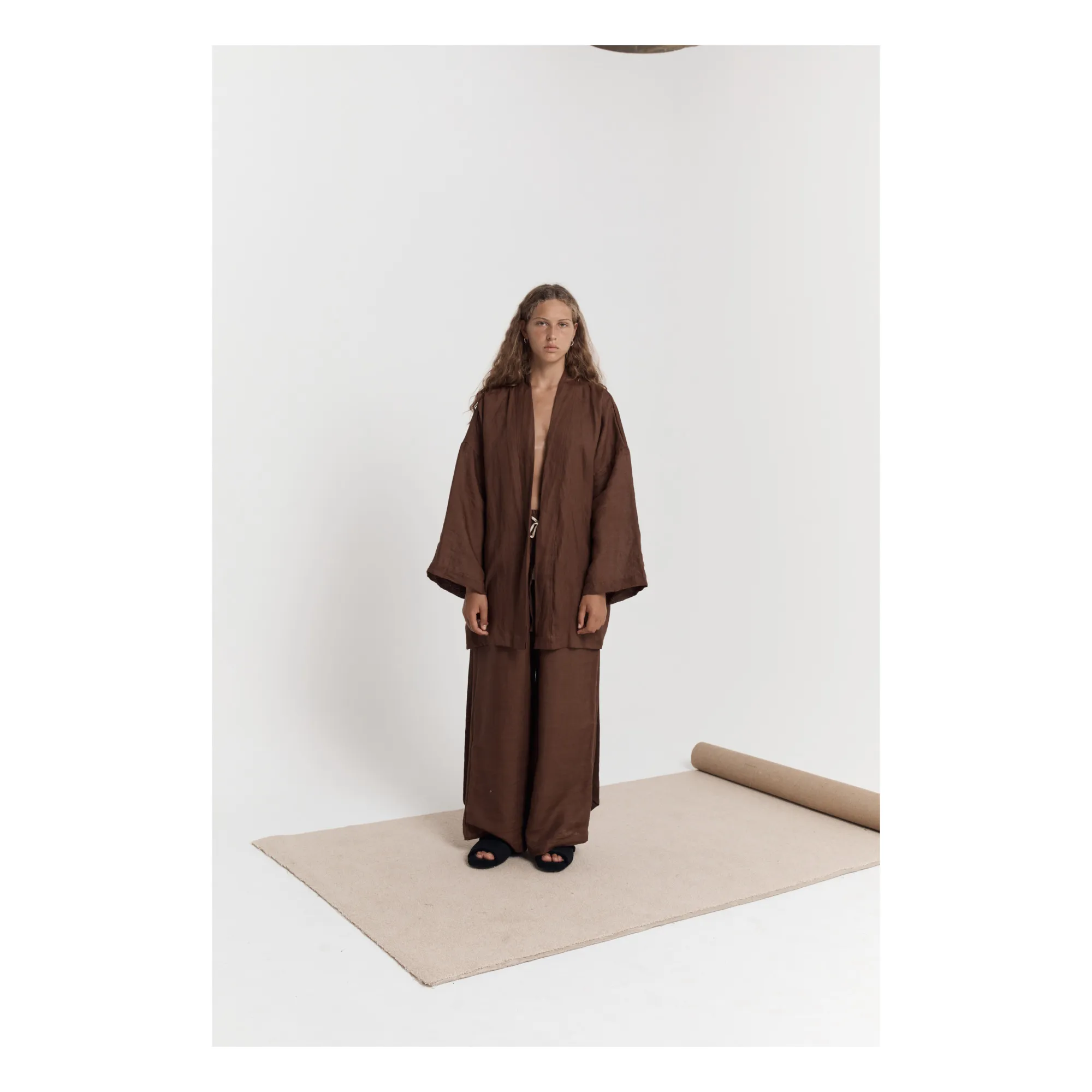 01 Linen Top & Bottom Set | Brown- Product image n°2