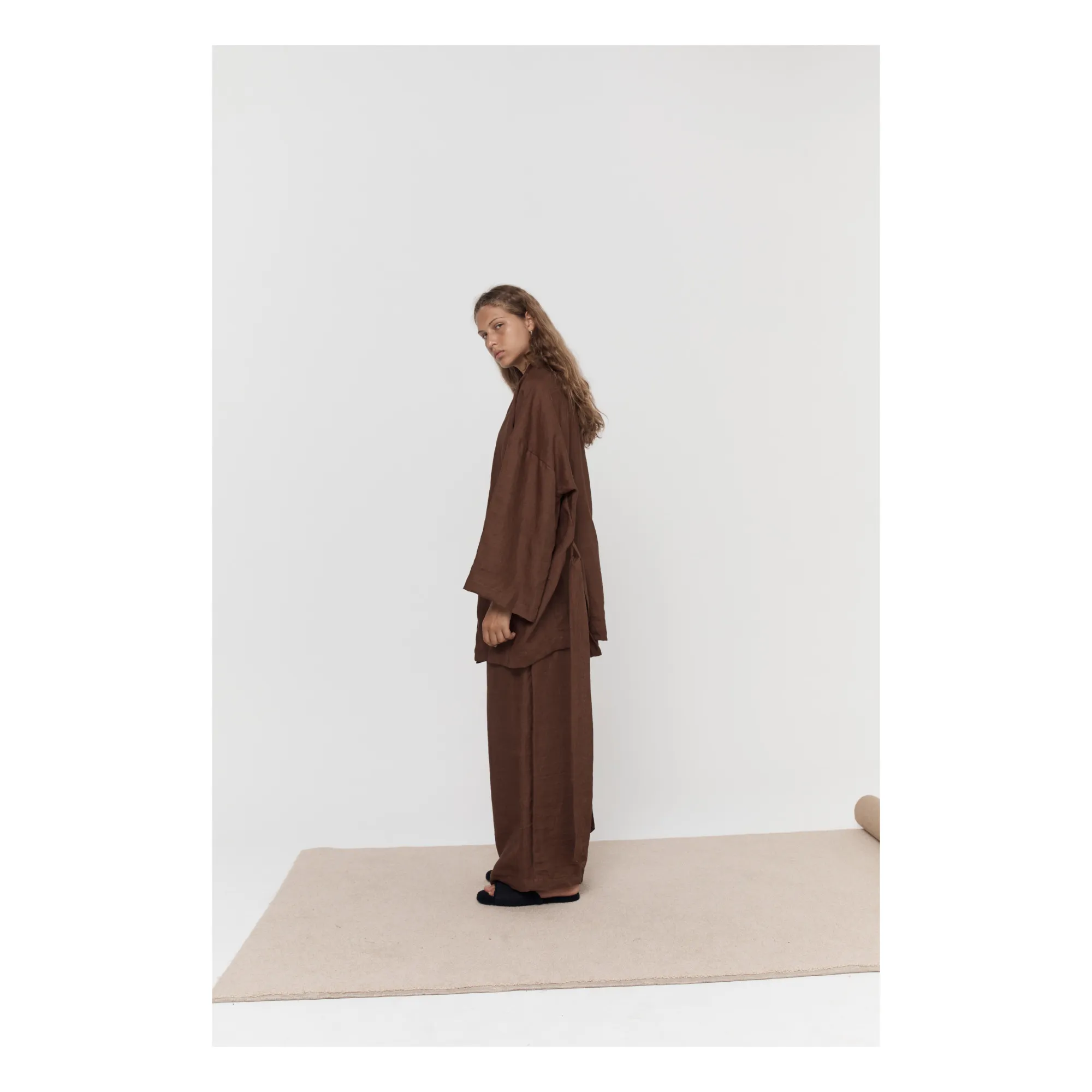 01 Linen Top & Bottom Set | Brown- Product image n°3