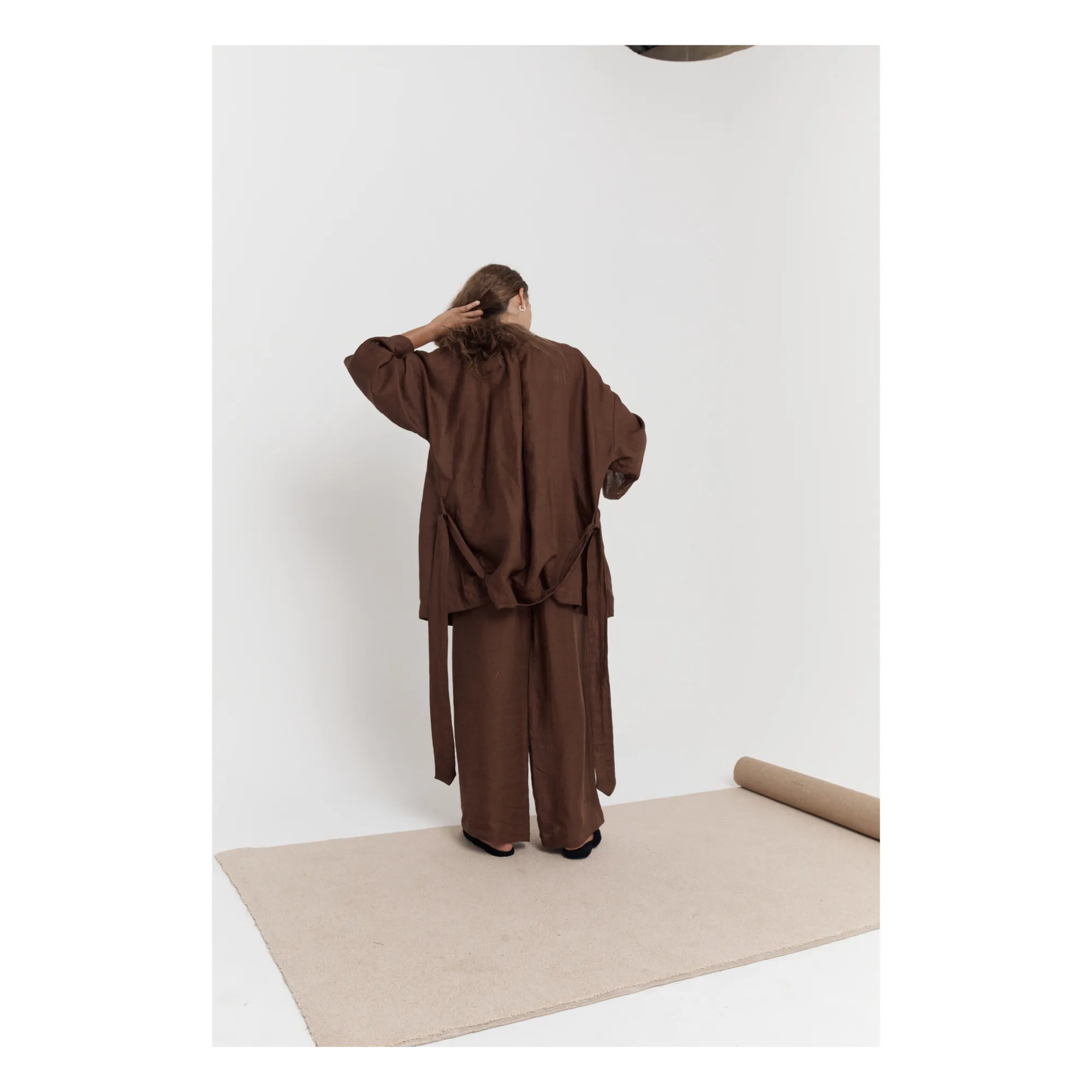 01 Linen Top & Bottom Set | Brown- Product image n°4