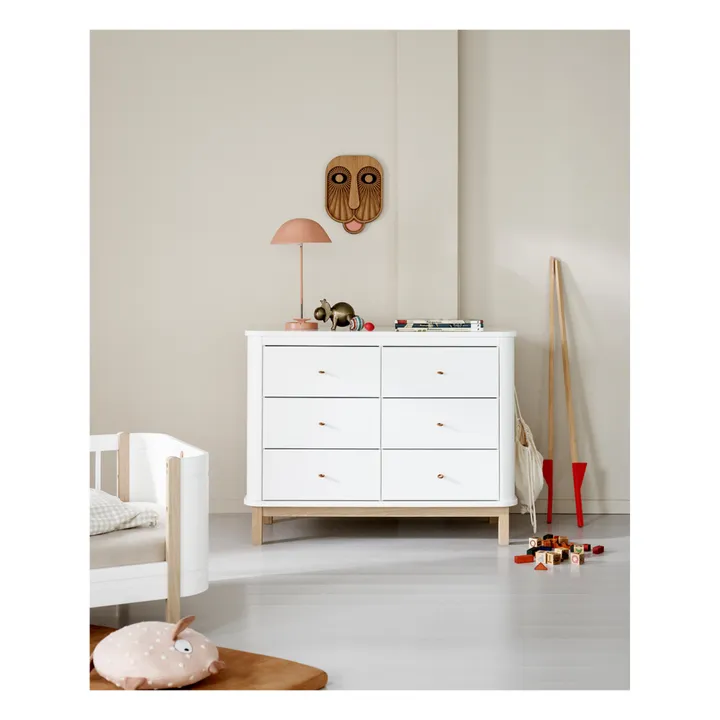 Commode 6 tiroirs en chêne | Blanc- Image produit n°1