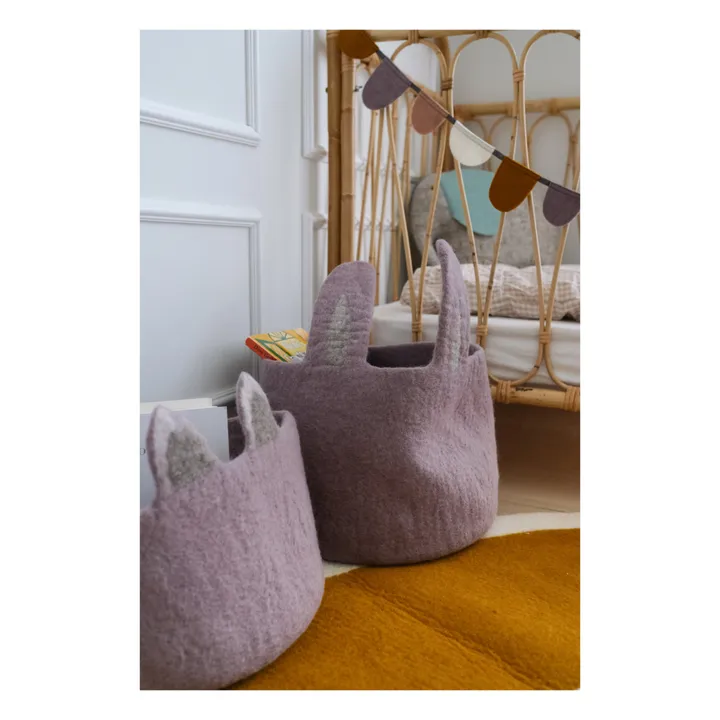 Pasu Rabbit Felt Basket | Mauve- Product image n°1