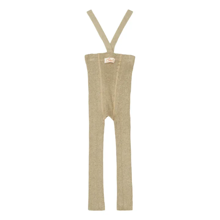 Collants à Bretelles Coton Bio Sans Pieds | Sable- Image produit n°5