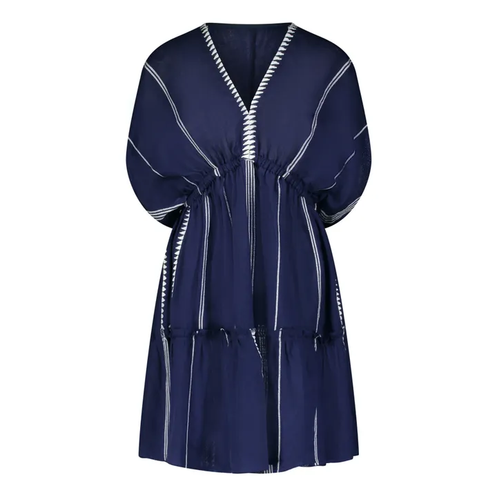 Robe Courte Plunge Neck Nunu | Bleu marine- Image produit n°0