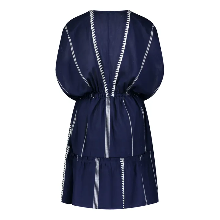 Robe Courte Plunge Neck Nunu | Bleu marine- Image produit n°4