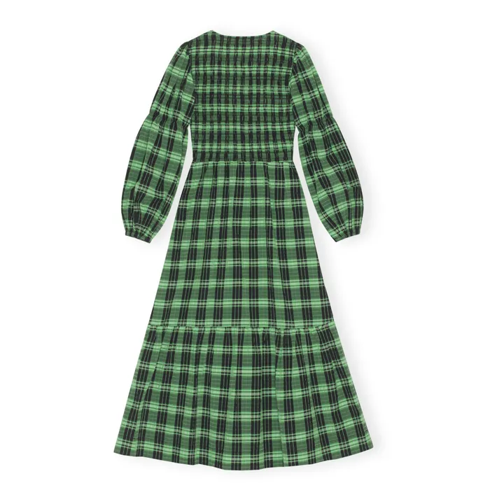 Robe Smock Carreaux Coton Bio | Vert- Image produit n°4